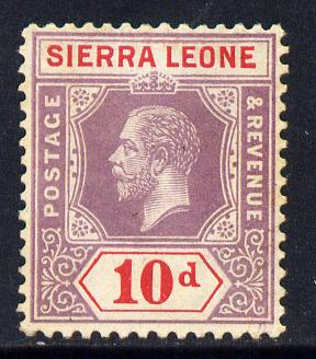 Sierra Leone 1912-21 KG5 MCA 10d purple & red mounted mint SG 122