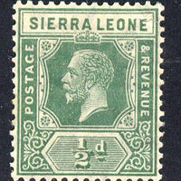 Sierra Leone 1921-27 KG5 Script CA 1/2d green mounted mint SG 131