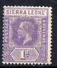 Sierra Leone 1921-27 KG5 Script CA 1d violet mounted mint SG 132