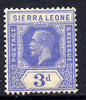 Sierra Leone 1921-27 KG5 Script CA 3d bright blue mounted mint SG 136