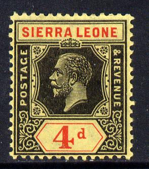 Sierra Leone 1921-27 KG5 Script CA 4d black & red on yellow mounted mint SG 137