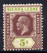 Sierra Leone 1921-27 KG5 Script CA 5d purple & olive-green mounted mint SG 138