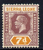 Sierra Leone 1921-27 KG5 Script CA 7d purple & orange mounted mint SG 140