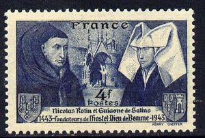 France 1943 500th Anniversary of Beaune Hospital 4f blue unmounted mint SG 787