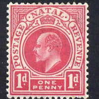 Natal 1902-03 KE7 Crown CA Postage-Revenue 1d carmine mounted mint SG 128