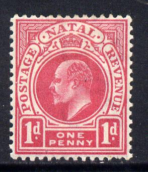 Natal 1902-03 KE7 Crown CA Postage-Revenue 1d carmine mounted mint SG 128