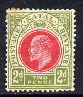 Natal 1902-03 KE7 Crown CA Postage-Revenue 2d red & olive-green mounted mint SG 130