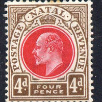 Natal 1902-03 KE7 Crown CA Postage-Revenue 4d carmine & cinnamon mounted mint SG 133