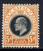 Natal 1902-03 KE7 Crown CA Postage-Revenue 5d black & orange mounted mint SG 134