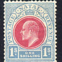 Natal 1902-03 KE7 Crown CA Postage-Revenue 1s carmine & pale blue mounted mint SG 136