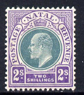 Natal 1902-03 KE7 Crown CA Postage-Revenue 2s green & bright violet mounted mint SG 137