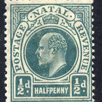 Natal 1904-08 KE7 MCA Postage-Revenue 1/2d blue-green mounted mint SG 146