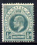 Natal 1904-08 KE7 MCA Postage-Revenue 1/2d blue-green mounted mint SG 146