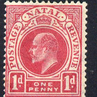 Natal 1904-08 KE7 MCA Postage-Revenue 1d deep carmine mounted mint SG 148