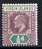 British Virgin Islands 1904 KE7 MCA 1/2d purple & green mounted mint SG 54