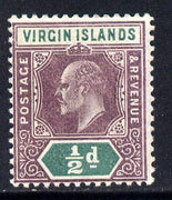 British Virgin Islands 1904 KE7 MCA 1/2d purple & green mounted mint SG 54