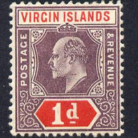 British Virgin Islands 1904 KE7 MCA 1d purple & scarlet mounted mint SG 55