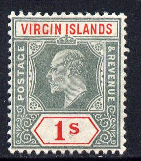 British Virgin Islands 1904 KE7 MCA 1s green & scarlet mounted mint SG 60