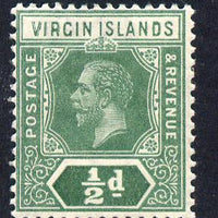 British Virgin Islands 1913-19 KG5 MCA 1/2d green die I mounted mint SG 69