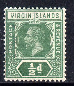 British Virgin Islands 1913-19 KG5 MCA 1/2d green die I mounted mint SG 69