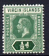 British Virgin Islands 1913-19 KG5 MCA 1/2d blue-green & deep green die I mounted mint SG 69a