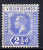 British Virgin Islands 1913-19 KG5 MCA 2.5d blue mounted mint SG 72