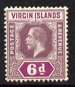 British Virgin Islands 1913-19 KG5 MCA 6d dull & bright purple mounted mint but slight signs of foxing SG 74