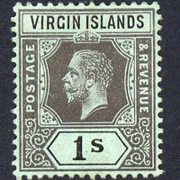 British Virgin Islands 1913-19 KG5 MCA 1s black on blue-green mounted mint SG 75