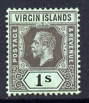 British Virgin Islands 1913-19 KG5 MCA 1s black on blue-green mounted mint SG 75