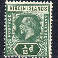 British Virgin Islands 1921 KG5 Script CA 1/2d green die II mounted mint SG 80