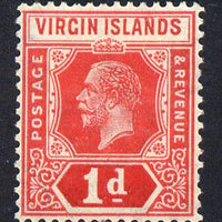 British Virgin Islands 1921 KG5 Script CA 1d red die II mounted mint SG 81