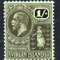 British Virgin Islands 1922-28 KG5 MCA 1s black on emerald mounted mint SG 83