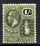 British Virgin Islands 1922-28 KG5 MCA 1s black on emerald mounted mint SG 83