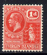 British Virgin Islands 1922-28 KG5 Script CA 1d rose-carmine mounted mint SG 87