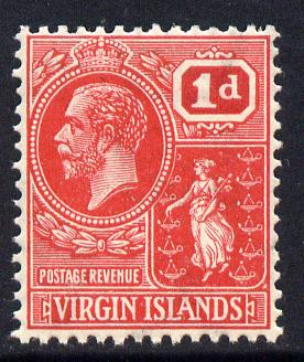 British Virgin Islands 1922-28 KG5 Script CA 1d rose-carmine unmounted mint SG 87