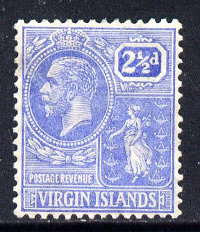 British Virgin Islands 1922-28 KG5 Script CA 2.5d pale bright blue mounted mint SG 93