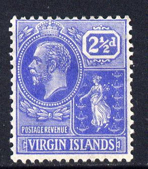 British Virgin Islands 1922-28 KG5 Script CA 2.5d bright blue mounted mint SG 95