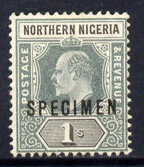 Northern Nigeria 1902 KE7 Crown CA 1s green & black overprinted SPECIMEN without gum only about 730 produced SG 16s