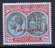 St Kitts-Nevis 1921-29 KG5 Script CA Medicine Spring 2s6d black & red on blue overprinted SPECIMEN fine with gum only about 400 produced SG 47as