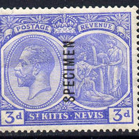 St Kitts-Nevis 1921-29 KG5 Script CA Medicine Spring 3d dull ultramarine overprinted SPECIMEN fine with gum only about 400 produced SG 45s