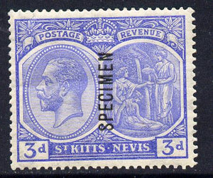 St Kitts-Nevis 1921-29 KG5 Script CA Medicine Spring 3d dull ultramarine overprinted SPECIMEN fine with gum only about 400 produced SG 45s