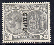 St Kitts-Nevis 1921-29 KG5 Script CA Medicine Spring 2d xslate-grey overprinted SPECIMEN fine with gum only about 400 produced SG 41s