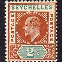 Seychelles 1903 KE7 Crown CA 2c chestnut & green mounted mint SG 46