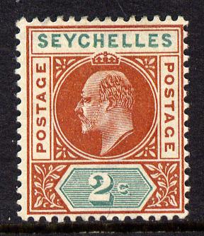 Seychelles 1903 KE7 Crown CA 2c chestnut & green mounted mint SG 46