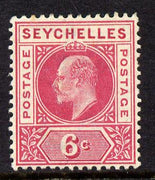 Seychelles 1903 KE7 Crown CA 6c carmine mounted mint SG 48