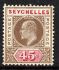 Seychelles 1903 KE7 Crown CA 45c brown & carmine mounted mint SG 53