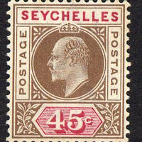 Seychelles 1903 KE7 Crown CA 45c brown & carmine mounted mint SG 53