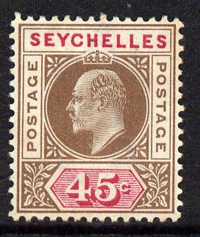 Seychelles 1903 KE7 Crown CA 45c brown & carmine mounted mint SG 53