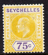 Seychelles 1903 KE7 Crown CA 75c yellow & violet mounted mint SG 54