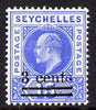 Seychelles 1903 KE7 surcharged 3c on 15c ultramarine mounted mint SG 57